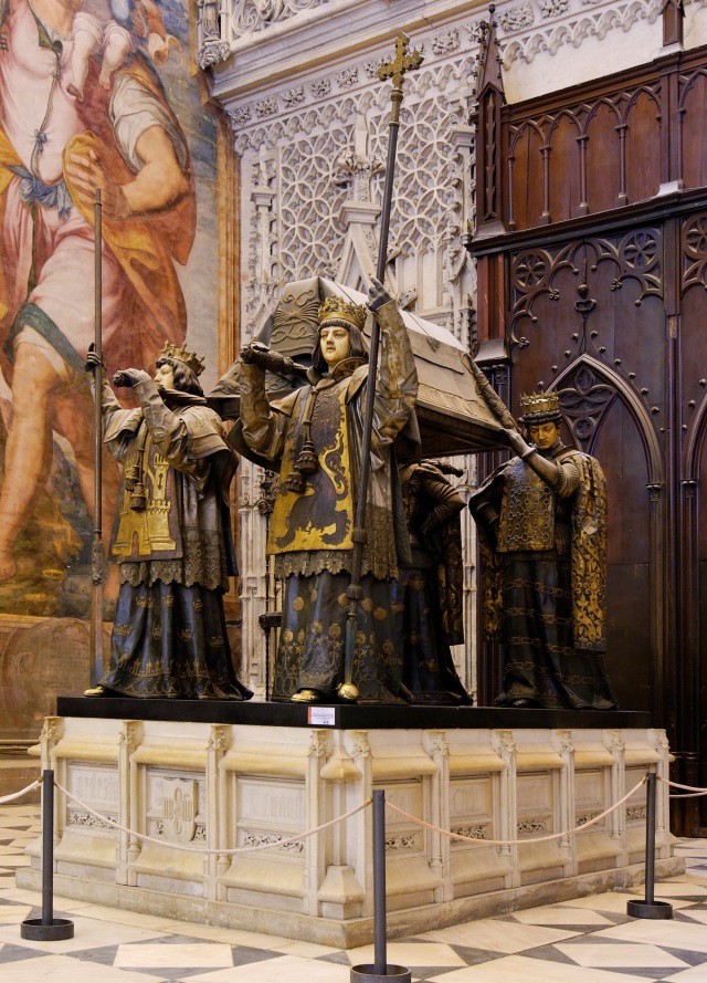 Tumba de Colón en la actualidad en la catedral de Sevilla. 